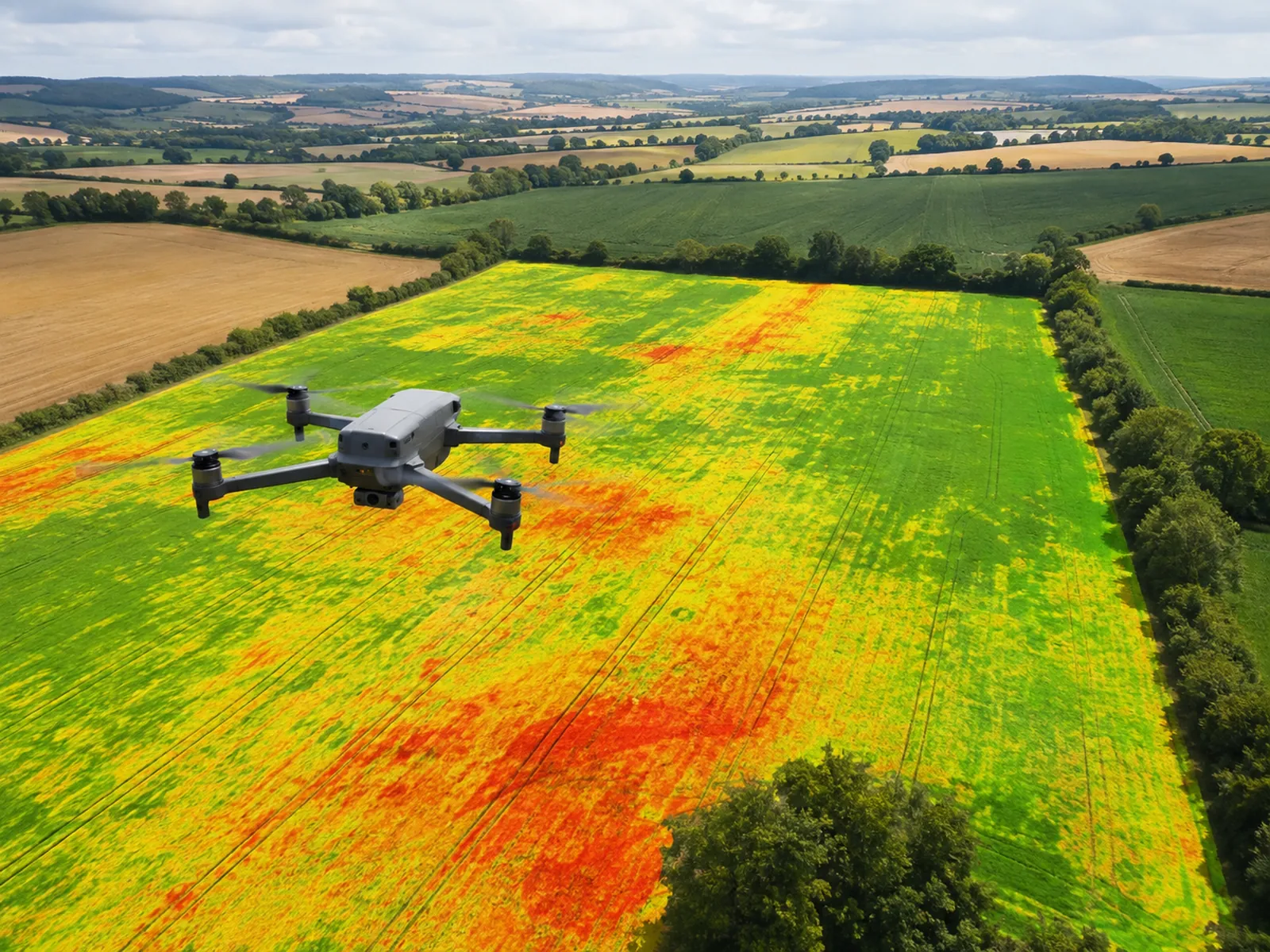 Agricultural drone crop health mapping using NDVI imagery on UK farmland